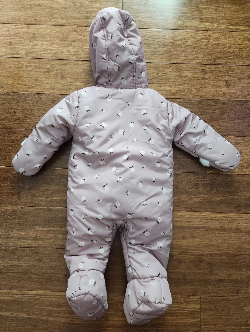 Girls Pink Sherpa Lined One-Piece Water Resistent Snowsuit Jumpsuit, 6-9 Months